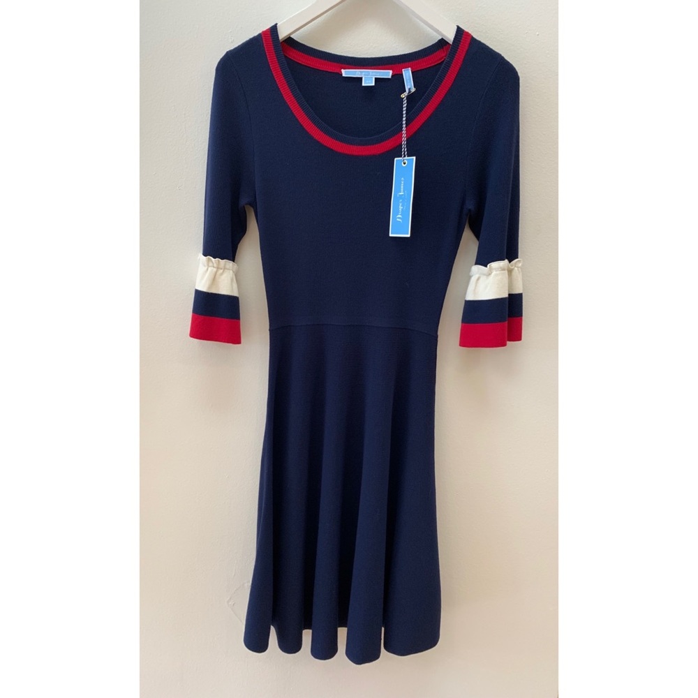 Draper James Stripe Bell- Sleeve Sweater Dress